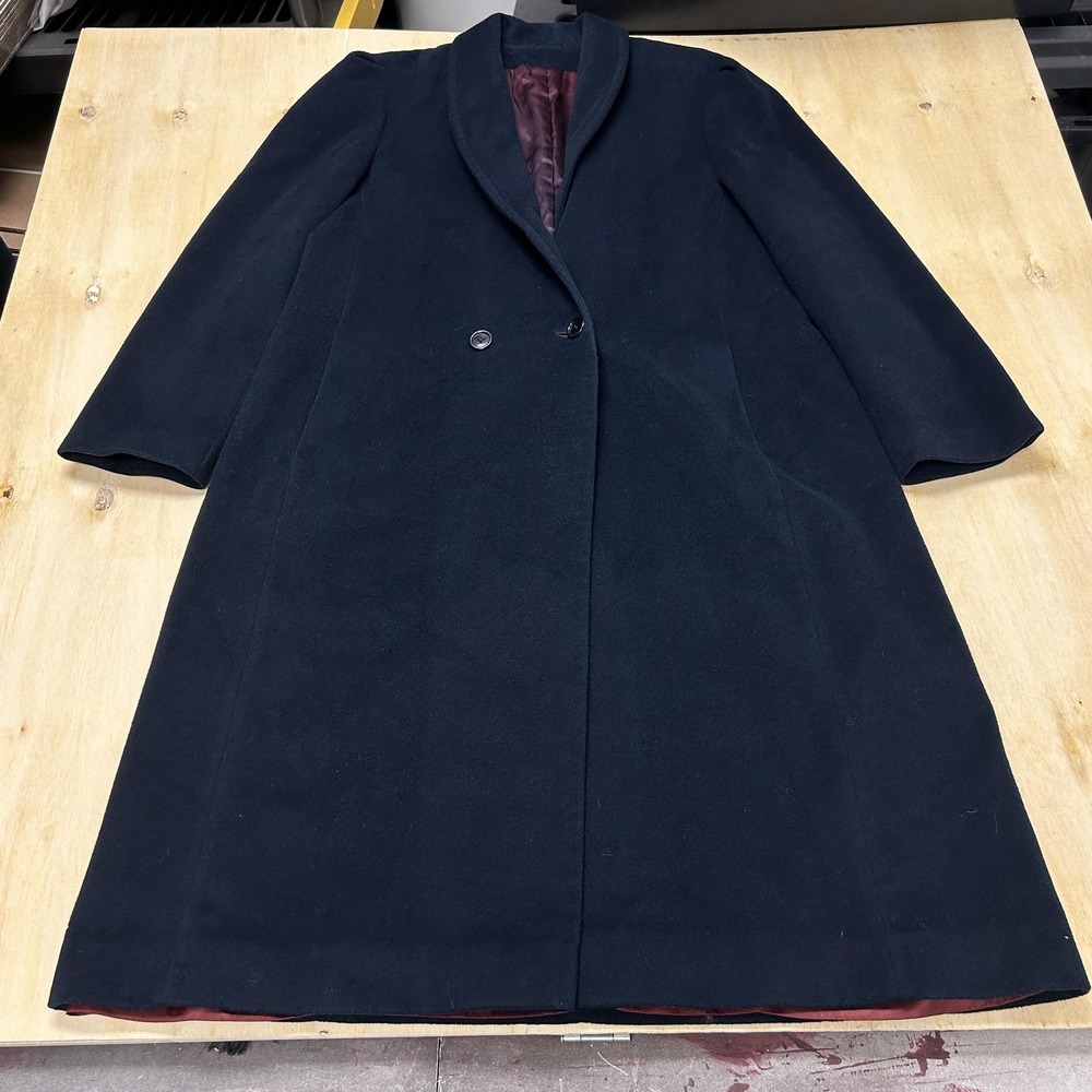 Vintage Bonders Coat Mens Large Blue Wool Overcoat Shawl Collar Lined Long USA